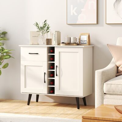 Costway Credenza buffet con cubi per vino da 6 bottiglie, Armadio da bar moderno con cassetto per cucina e soggiorno Bianco Costway Credenza buffet con cubi per vino da 6 bottiglie, Armadio da bar moderno con cassetto per cucina e soggiorno Bianco