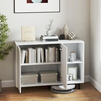 Costway Credenza da cucina moderno con 2 ante e ripiani regolabili, Mobile per caffè per cucina e sala da pranzo Bianco Costway Credenza da cucina moderno con 2 ante e ripiani regolabili, Mobile per caffè per cucina e sala da pranzo Bianco