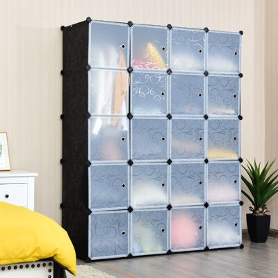 Costway Cubi portaoggetti da 20 cubi componibili e impilabili, Mobile modulare con ante e barre appendiabiti per vestiti Costway Cubi portaoggetti da 20 cubi componibili e impilabili, Mobile modulare con ante e barre appendiabiti per vestiti