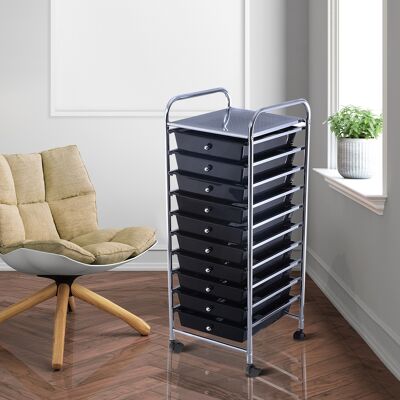 Costway Carrello cassettiera multiuso con 10 cassetti da cucina Contenitore con ruote a 10 ripiani per bagno Nero Costway Carrello cassettiera multiuso con 10 cassetti da cucina Contenitore con ruote a 10 ripiani per bagno Nero