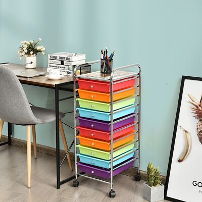 Costway Carrello cassettiera multiuso con 10 cassetti da cucina, Contenitore con ruote a 10 ripiani per bagno Colorato scuro Costway Carrello cassettiera multiuso con 10 cassetti da cucina, Contenitore con ruote a 10 ripiani per bagno Colorato scuro