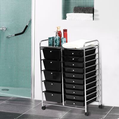 Costway Carrello cassettiera multiuso con 15 cassettiera in plastica da cucina Contenitore con ruote Nero Costway Carrello cassettiera multiuso con 15 cassettiera in plastica da cucina Contenitore con ruote Nero
