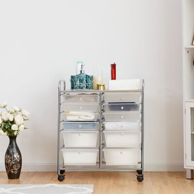 Costway Carrello con 12 cassetti in plastica da ufficio e domestico 74x37x63cm Trasparente Costway Carrello con 12 cassetti in plastica da ufficio e domestico 74x37x63cm Trasparente