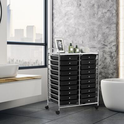 Costway Carrello cassettiera multiuso e leggero con 20 cassetti, Contenitore con ruote per ufficio e casa Nero Costway Carrello cassettiera multiuso e leggero con 20 cassetti, Contenitore con ruote per ufficio e casa Nero