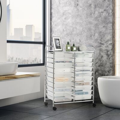 Costway Carrello cassettiera multiuso e leggero con 20 cassetti, Contenitore con ruote per ufficio e casa Trasparente Costway Carrello cassettiera multiuso e leggero con 20 cassetti, Contenitore con ruote per ufficio e casa Trasparente