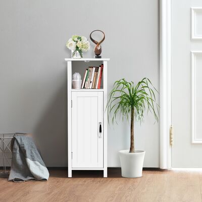 Costway Armadio di stoccaggio a pavimento per bagno, Armadietto di stoccaggio con ripiano regolabile ad anta singola, Bianco Costway Armadio di stoccaggio a pavimento per bagno, Armadietto di stoccaggio con ripiano regolabile ad anta singola, Bianco