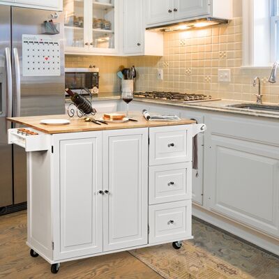 Costway Carrello da cucina a ribalta, Isola da cucina con portaspezie portasciugamani cassetto battilardo armadio Costway Carrello da cucina a ribalta, Isola da cucina con portaspezie portasciugamani cassetto battilardo armadio