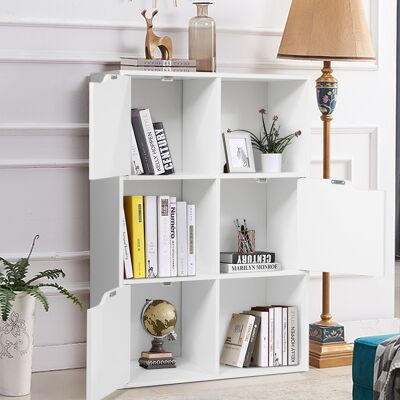 Costway Armadietto con 6 cubi e ante di legno, Espositore per casa ufficio libri giocattoli e decorazioni Costway Armadietto con 6 cubi e ante di legno, Espositore per casa ufficio libri giocattoli e decorazioni