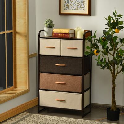 Costway Cassettiera con 5 cassetti pieghevoli in tessuto, Organizer a 4 livelli con superficie in legno per ingresso Costway Cassettiera con 5 cassetti pieghevoli in tessuto, Organizer a 4 livelli con superficie in legno per ingresso