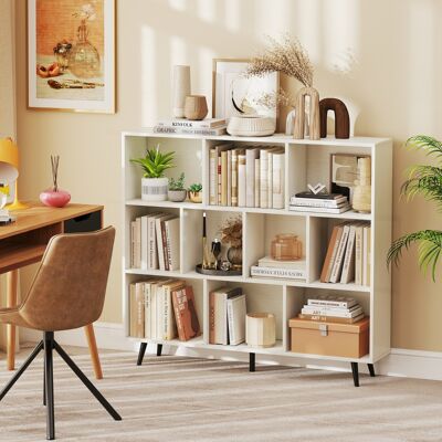 Costway Organizzatore di stoccaggio moderno con 5 gambe di metallo affusolate, Libreria a 10 cubi camera da letto Bianco Costway Organizzatore di stoccaggio moderno con 5 gambe di metallo affusolate, Libreria a 10 cubi camera da letto Bianco
