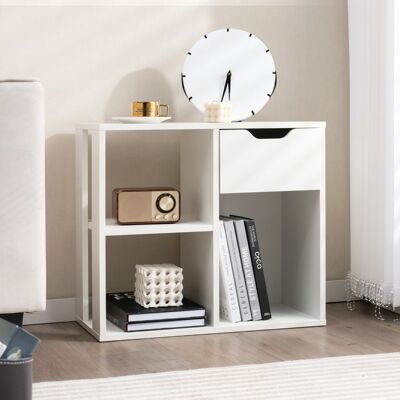 Costway Scaffale di stoccaggio espositivo in legno a 2 livelli per soggiorno, Libreria a 3 cubi con cassetto estraibile Bianco Costway Scaffale di stoccaggio espositivo in legno a 2 livelli per soggiorno, Libreria a 3 cubi con cassetto estraibile Bianco