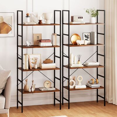 Costway Libreria a 5 ripiani scaffale alto 160cm con mensole industriali e struttura in metallo, Libreria organizzatore moderno rustico Costway Libreria a 5 ripiani scaffale alto 160cm con mensole industriali e struttura in metallo, Libreria organizzatore moderno rustico