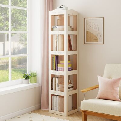 Costway Libreria girevole pieghevole a 5 livelli per soggiorno e studio, Scaffale girevole a 360° con base rotante per esposizione Bianco Costway Libreria girevole pieghevole a 5 livelli per soggiorno e studio, Scaffale girevole a 360° con base rotante per esposizione Bianco