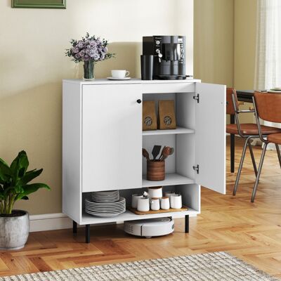 Costway Madia buffet con ripiano regolabile e kit anti-ribaltamento, Armadio da cucina a 2 ante per sala da pranzo e soggiorno Bianco Costway Madia buffet con ripiano regolabile e kit anti-ribaltamento, Armadio da cucina a 2 ante per sala da pranzo e soggiorno Bianco