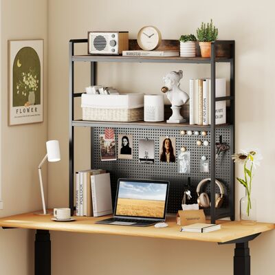 Costway Organizzatore di stoccaggio per monitor di computer fino a 32", Mensola da scrivania a 2 livelli con pegboard Marrone Costway Organizzatore di stoccaggio per monitor di computer fino a 32", Mensola da scrivania a 2 livelli con pegboard Marrone