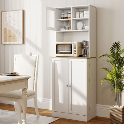 Costway Mobile alto 170 cm con ripiano per microonde 8 ripiani porta e 5 ripiani regolabili, Armadio dispensa da cucina per soggiorno Bianco Costway Mobile alto 170 cm con ripiano per microonde 8 ripiani porta e 5 ripiani regolabili, Armadio dispensa da cucina per soggiorno Bianco