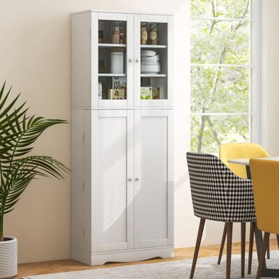 Costway Mobile dispensa da cucina alto 161,5cm con ante in vetro ripiani di stoccaggio, Armadio dispensa per alimenti Bianco Costway Mobile dispensa da cucina alto 161,5cm con ante in vetro ripiani di stoccaggio, Armadio dispensa per alimenti Bianco