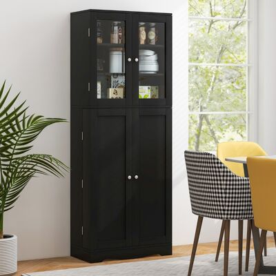 Costway Mobile dispensa da cucina alto 161,5cm con ante in vetro ripiani di stoccaggio, Armadio dispensa per alimenti Nero Costway Mobile dispensa da cucina alto 161,5cm con ante in vetro ripiani di stoccaggio, Armadio dispensa per alimenti Nero