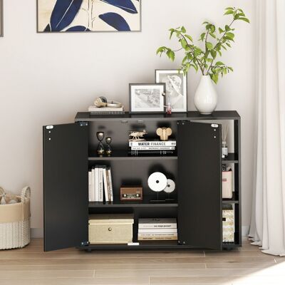 Costway Mobiletto per scarpe con ante in legno autonomo per ingress, Scaffale porta scarpe a 3 ripiani con mensole regolabili Nero Costway Mobiletto per scarpe con ante in legno autonomo per ingress, Scaffale porta scarpe a 3 ripiani con mensole regolabili Nero