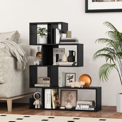 Costway Scaffale a 5 livelli con cubi aperti, Libreria geometrica a mensole con kit antiribaltamento per soggiorno Nero Costway Scaffale a 5 livelli con cubi aperti, Libreria geometrica a mensole con kit antiribaltamento per soggiorno Nero