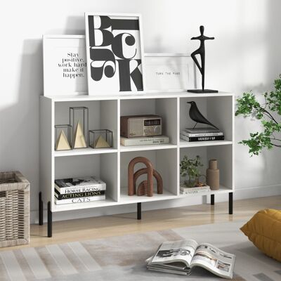 Costway Scaffale a 6 cubi con gambe metalliche ripiani regolabili in 5 posizioni, Libreria aperta in legno Bianco Costway Scaffale a 6 cubi con gambe metalliche ripiani regolabili in 5 posizioni, Libreria aperta in legno Bianco