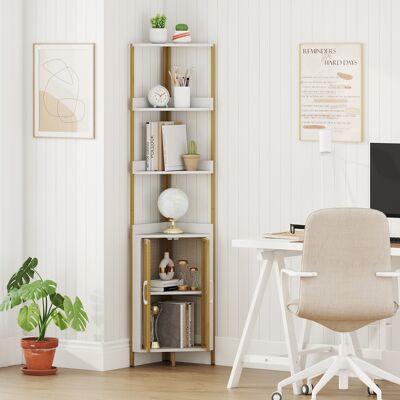 Costway Scaffale angolare 6 ripiani libreria angolare 170 cm armadietto, Scaffale angolare industrial per libri ante Bianco Costway Scaffale angolare 6 ripiani libreria angolare 170 cm armadietto, Scaffale angolare industrial per libri ante Bianco