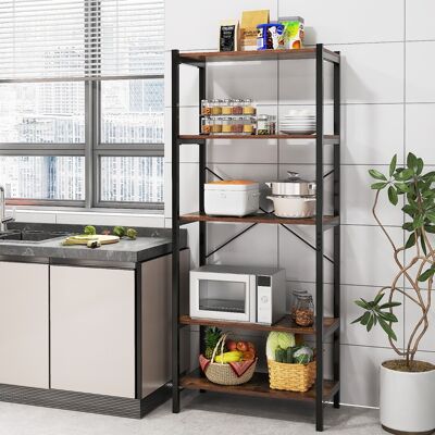 Costway Scaffale multifunzionale per stoccaggio struttura in metallo, Mensola da cucina con 5 ripiani stile industriale Costway Scaffale multifunzionale per stoccaggio struttura in metallo, Mensola da cucina con 5 ripiani stile industriale