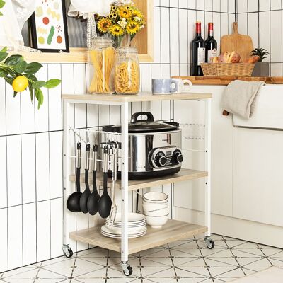 Costway Scaffale per pasticceria con 3 livelli e 10 ganci rimovibili, Carrellino da cucina per bar ristorante hotel Naturale Costway Scaffale per pasticceria con 3 livelli e 10 ganci rimovibili, Carrellino da cucina per bar ristorante hotel Naturale