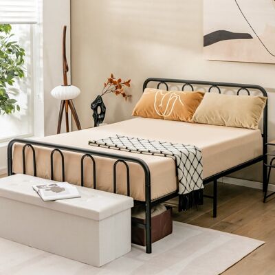 Costway Struttura letto in metallo con testiera e pediera, Supporto per materasso con doghe in acciaio 209x144x101cm Nero Costway Struttura letto in metallo con testiera e pediera, Supporto per materasso con doghe in acciaio 209x144x101cm Nero