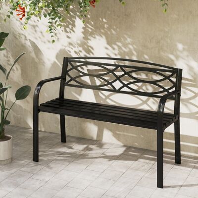 Costway Divanetto in metallo resistente per 2 persone con braccioli e schienale curvati, Panchina da giardino 116 cm per giardini Nero Costway Divanetto in metallo resistente per 2 persone con braccioli e schienale curvati, Panchina da giardino 116 cm per giardini Nero