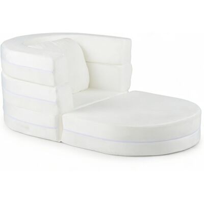 Costway Divano letto convertibile 3-in-1 con coperture lavabili e imbottitura morbida, Divano pieghevole per bambini 3+ anni Bianco Costway Divano letto convertibile 3-in-1 con coperture lavabili e imbottitura morbida, Divano pieghevole per bambini 3+ anni Bianco