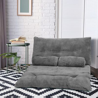 Costway Divano da terra regolabile in 6 posizioni con 2 cuscini, Divano letto durevole e stabile con fodera in camoscio Grigio Costway Divano da terra regolabile in 6 posizioni con 2 cuscini, Divano letto durevole e stabile con fodera in camoscio Grigio