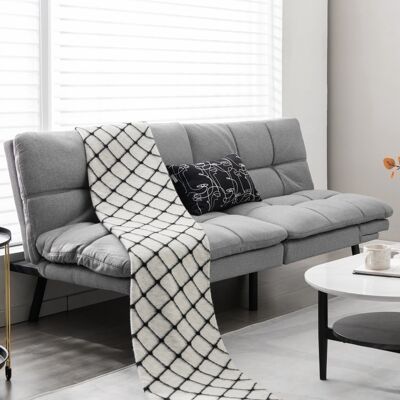 Costway Divano letto in schiuma memoria convertibile con schienale e poggiatesta regolabili, Divano letto moderno Grigio Costway Divano letto in schiuma memoria convertibile con schienale e poggiatesta regolabili, Divano letto moderno Grigio