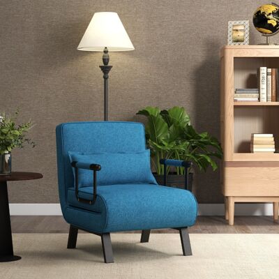 Costway Divano letto trasformabile con schienale regolabile in 6 posizioni cuscino rimovibile, Divano chaise lounge Blu Costway Divano letto trasformabile con schienale regolabile in 6 posizioni cuscino rimovibile, Divano chaise lounge Blu