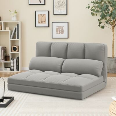 Costway Divano letto da pavimento con 2 cuscini, Divano letto da pavimento convertibile con schienale regolabile Grigio Costway Divano letto da pavimento con 2 cuscini, Divano letto da pavimento convertibile con schienale regolabile Grigio