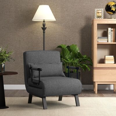 Costway Divano letto trasformabile con schienale regolabile in 6 posizioni cuscino rimovibile, Divano chaise lounge Grigio scuro Costway Divano letto trasformabile con schienale regolabile in 6 posizioni cuscino rimovibile, Divano chaise lounge Grigio scuro