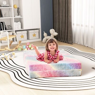 Costway Divano per bambini piccoli con cuscino, Poltrona per bambini che brilla al buio con fodera lavabile Unicorno Arcobaleno Costway Divano per bambini piccoli con cuscino, Poltrona per bambini che brilla al buio con fodera lavabile Unicorno Arcobaleno