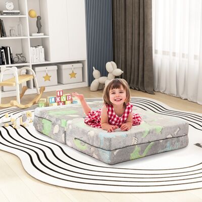 Costway Divano per bambini piccoli con cuscino, Poltrona per bambini che brilla al buio con fodera lavabile Dinosauro Grigio Costway Divano per bambini piccoli con cuscino, Poltrona per bambini che brilla al buio con fodera lavabile Dinosauro Grigio