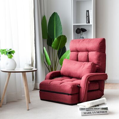 Costway Divano letto in tessuto regolabile in 5 livelli con braccioli e cuscino pieghevole da terra, 173x67x12cm Rosso Costway Divano letto in tessuto regolabile in 5 livelli con braccioli e cuscino pieghevole da terra, 173x67x12cm Rosso