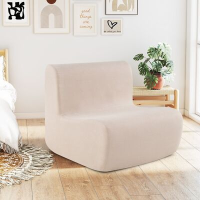 Costway Poltrona sacco divano pigro da pavimento con morbido velluto e supporto ergonomico, Poltrona singola da lettura Beige Costway Poltrona sacco divano pigro da pavimento con morbido velluto e supporto ergonomico, Poltrona singola da lettura Beige