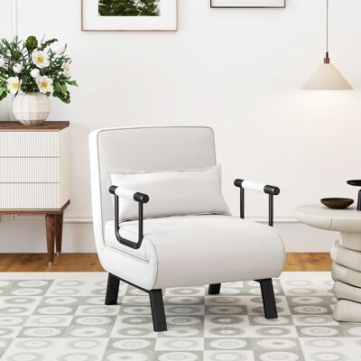 Costway Divano letto trasformabile con schienale regolabile in 6 posizioni cuscino rimovibile, Divano chaise lounge Bianco Costway Divano letto trasformabile con schienale regolabile in 6 posizioni cuscino rimovibile, Divano chaise lounge Bianco
