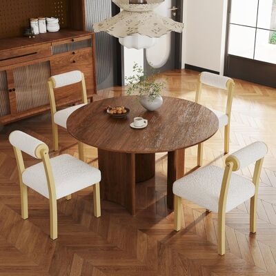 Costway Sedie da cucina e sala da pranzo con rivestimento e struttura in legno, Set di sedie da pranzo in egno da 2 Naturale+Bianco Costway Sedie da cucina e sala da pranzo con rivestimento e struttura in legno, Set di sedie da pranzo in egno da 2 Naturale+Bianco