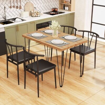 Costway Set pranzo 5 pz tavolo cucina rettangolare industriale 4 sedie senza braccioli, Set seduta imbottita schienale raggiera mobili salvaspazio sala pranzo Costway Set pranzo 5 pz tavolo cucina rettangolare industriale 4 sedie senza braccioli, Set seduta imbottita schienale raggiera mobili salvaspazio sala pranzo