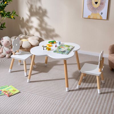 Costway Set tavolo bambini forma fiore tavolo gioco legno 2 sedie gambe pino solido, Tavolo multifunzionale 3+ anni arte studio Costway Set tavolo bambini forma fiore tavolo gioco legno 2 sedie gambe pino solido, Tavolo multifunzionale 3+ anni arte studio