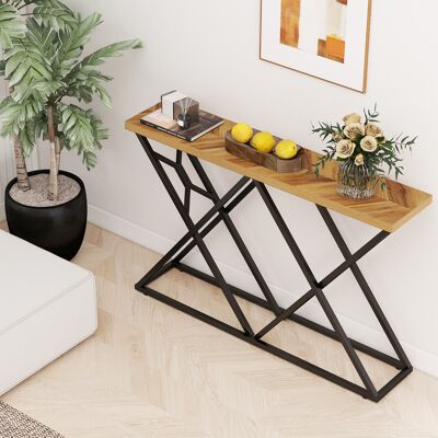 Costway Tavolo consolle rustico base metallo geometrica 140cm lungo, Tavolo ingresso industriale retro divano corridoio soggiorno Costway Tavolo consolle rustico base metallo geometrica 140cm lungo, Tavolo ingresso industriale retro divano corridoio soggiorno