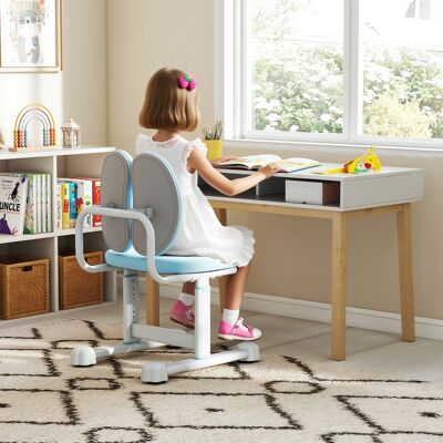 Costway Sedia per studiare con doppio supporto lombare e altezza regolabile, Sedia da compiti imbottita per casa e scuola Blu Costway Sedia per studiare con doppio supporto lombare e altezza regolabile, Sedia da compiti imbottita per casa e scuola Blu