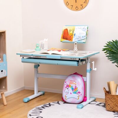 Costway Scrivania per bambini regolabile con piano inclinabile cassetto, Scrivania per bambini tavolo ergonomico Azzurro Costway Scrivania per bambini regolabile con piano inclinabile cassetto, Scrivania per bambini tavolo ergonomico Azzurro