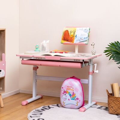 Costway Scrivania per bambini regolabile con piano inclinabile cassetto, Scrivania per bambini tavolo ergonomico Rosa Costway Scrivania per bambini regolabile con piano inclinabile cassetto, Scrivania per bambini tavolo ergonomico Rosa