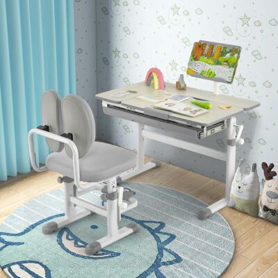 Costway Scrivania per bambini regolabile con piano inclinabile cassetto, Scrivania per bambini tavolo ergonomico Grigio Costway Scrivania per bambini regolabile con piano inclinabile cassetto, Scrivania per bambini tavolo ergonomico Grigio