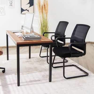 Costway Set 2 Sedie da conferenza con base a forma di slitta, Sedie ergonomiche con schienale a rete sedile imbottito Nero Costway Set 2 Sedie da conferenza con base a forma di slitta, Sedie ergonomiche con schienale a rete sedile imbottito Nero